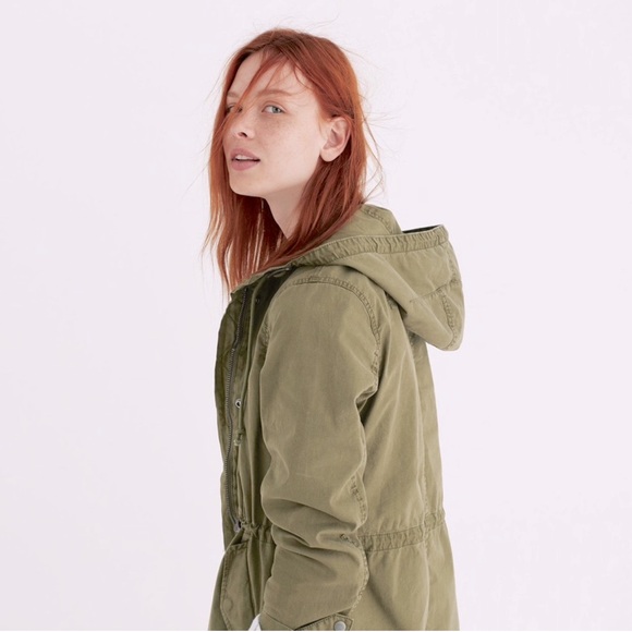 Madewell - women’s Tilden military hooded zip up jacket army green 100% cotton S - Picture 3 of 10